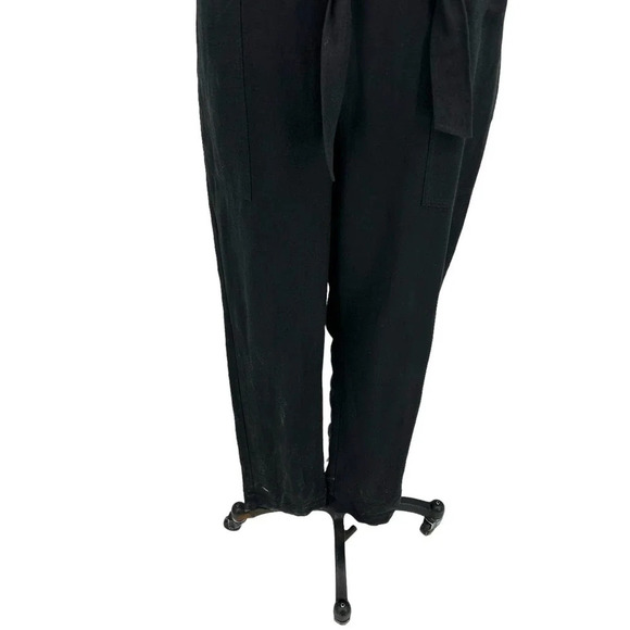 APC A.P.C Jumpsuit Coverall Short Sleeve Tie Belted Linen Blend Black Size XS - Picture 4 of 12